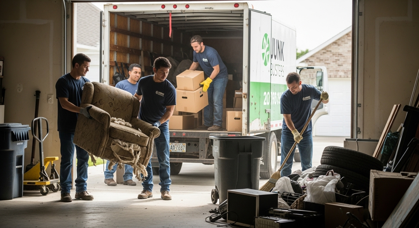 Team removing junk from a home